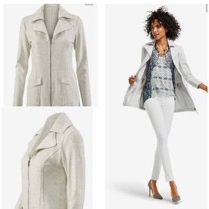 CAbi #210 Heather Gray  Foldover Collar Blazer Jacket - Large